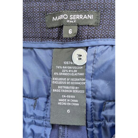 Mario Serrani Italy Mid Rise Cropped Ankle Dress Pants Size 6 Blue Black Career - Picture 8 of 9
